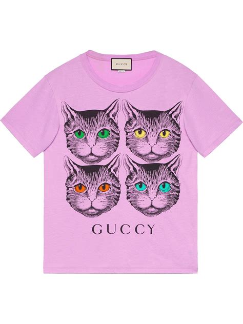 gucci pink cat t shirt|Gucci t shirt animal.